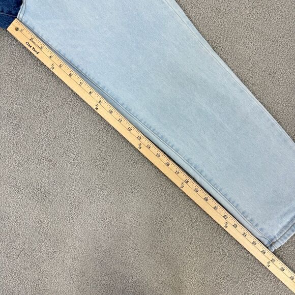 Blue Savvy Two Tone High Rise Mom Jeans Blue Juniors 5 27 Straight Leg Button - Picture 13 of 13